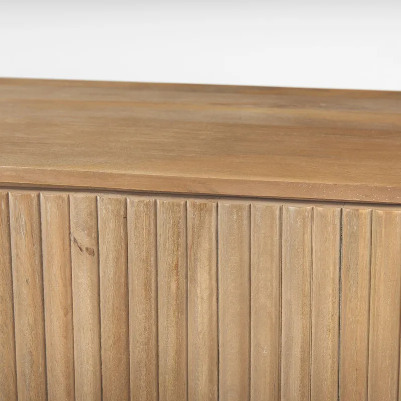 Dark Brown Solid Wood Fluted Sideboard - 72.0L x 18.5W x 32.0H