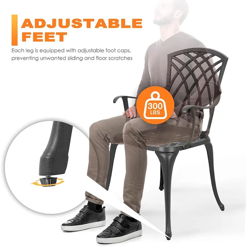 Patio Cast Aluminum Bistro Table and Chairs Set with