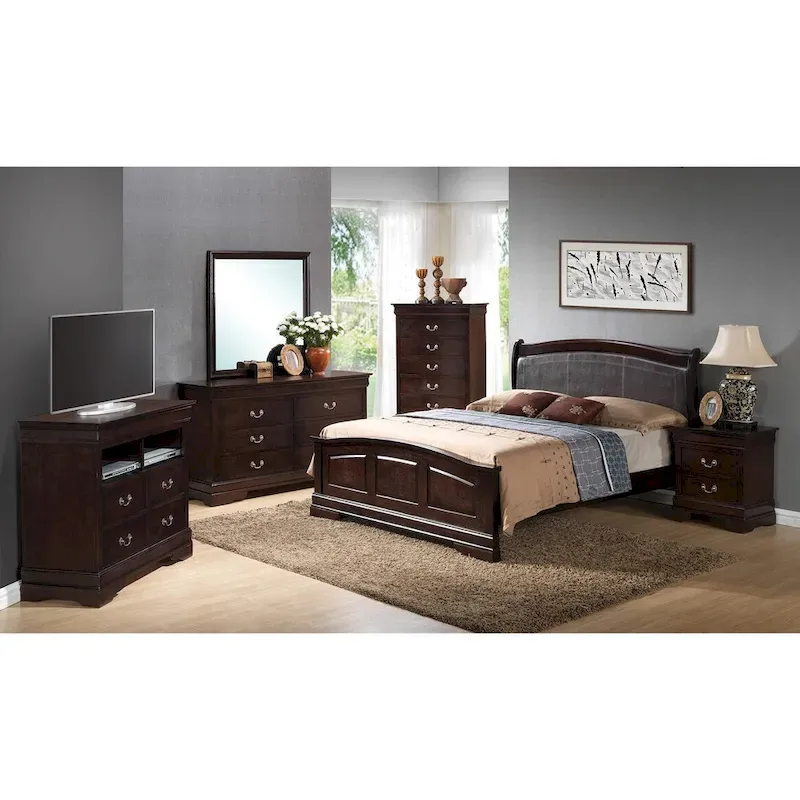 Upholstered Wood King Panel Bed