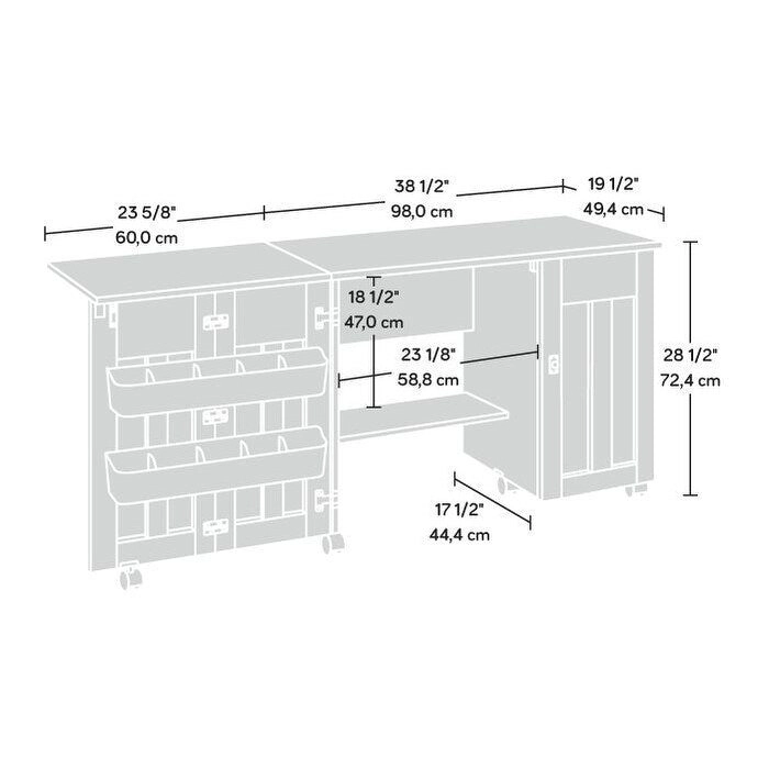 Sauder Select Collection Easy Rolling Sewing and Craft Table/Cart