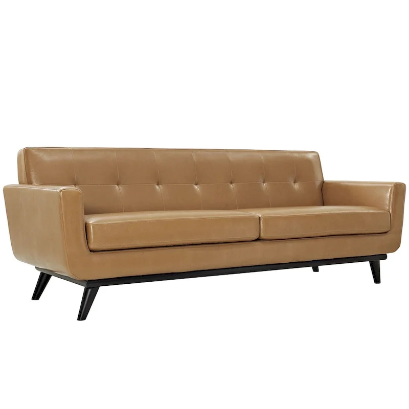 Carson Carrington Ringsaker Tan Leather Mid-century Sofa