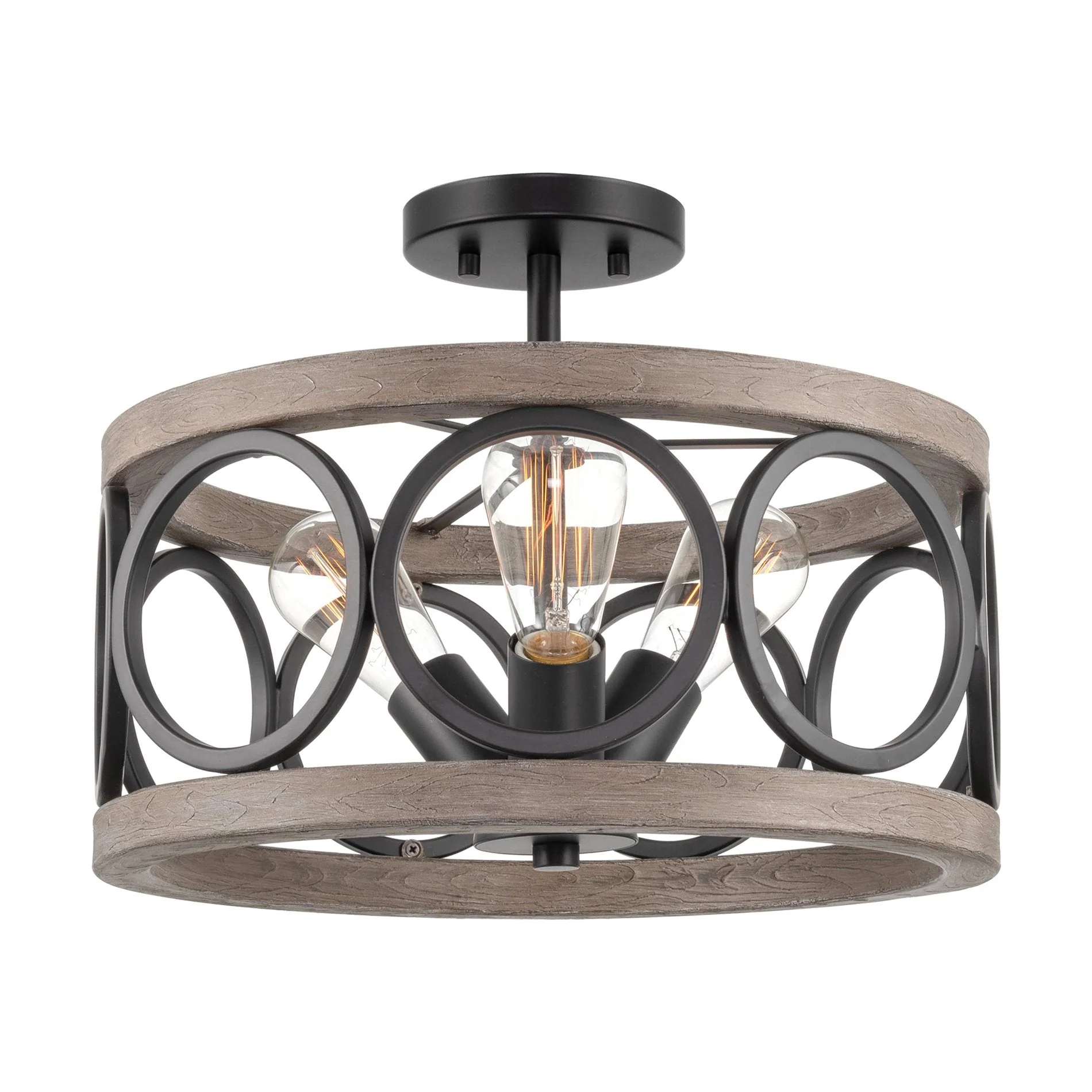 Larkin 15 3-Light Modern Farmhouse Semi-Flush Mount Ceiling Light
