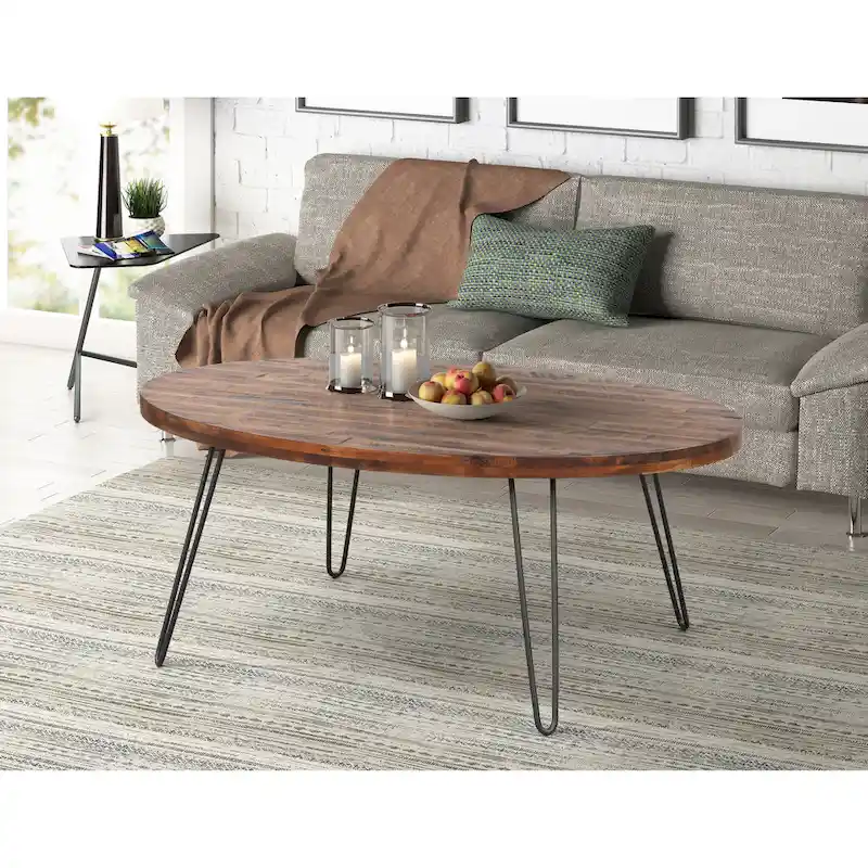 Raffles 44 Wood Oval Cocktail Table