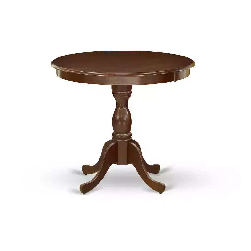 5-Piece Mahogany Finish Solid Wood Top Dining table with 4 Chairs with Slat Back