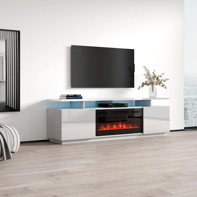 Meble Furniture Eva Modern TV Stand with Electric Fireplace