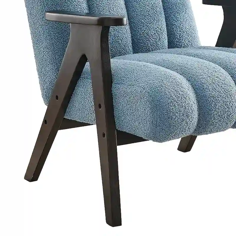 Roundhill Furniture Rella Modern Teddy Sherpa Fabric Accent Chair with Espresso Wood Frame