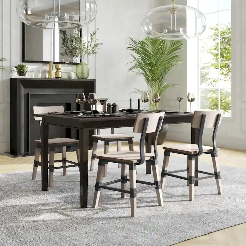 4 Pack Commercial Grade Rustic Antique Industrial Style Wood Dining Chair