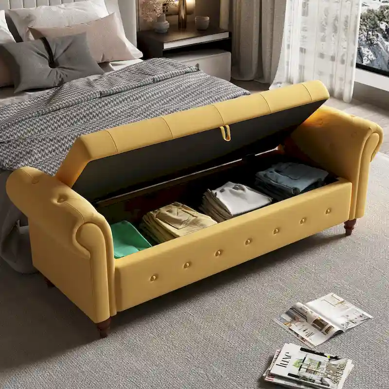 63 Bed Bench Entryway Storage Bench for Living Room Bedroom