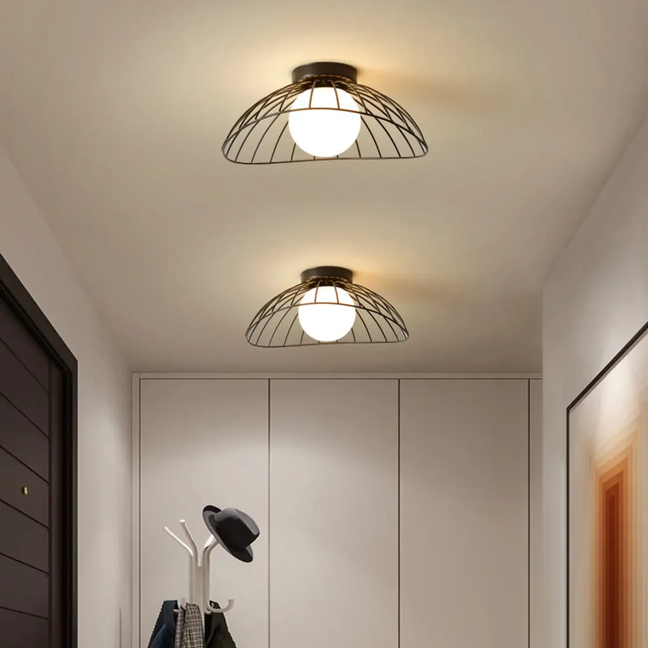 Modern Hallway Metal Rhombus Semi Flush Ceiling Light