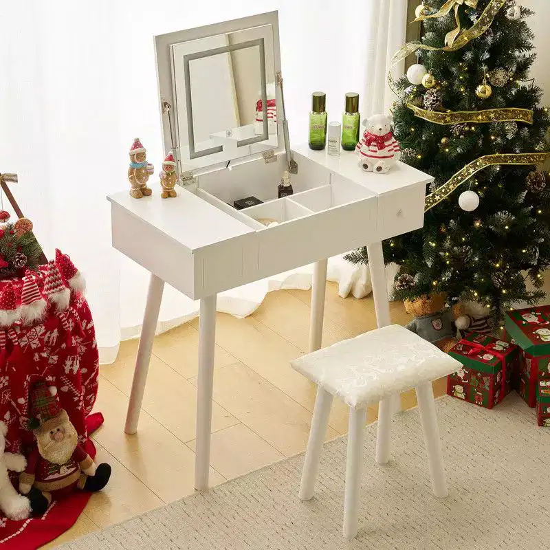 White Dressing Table Set With Led