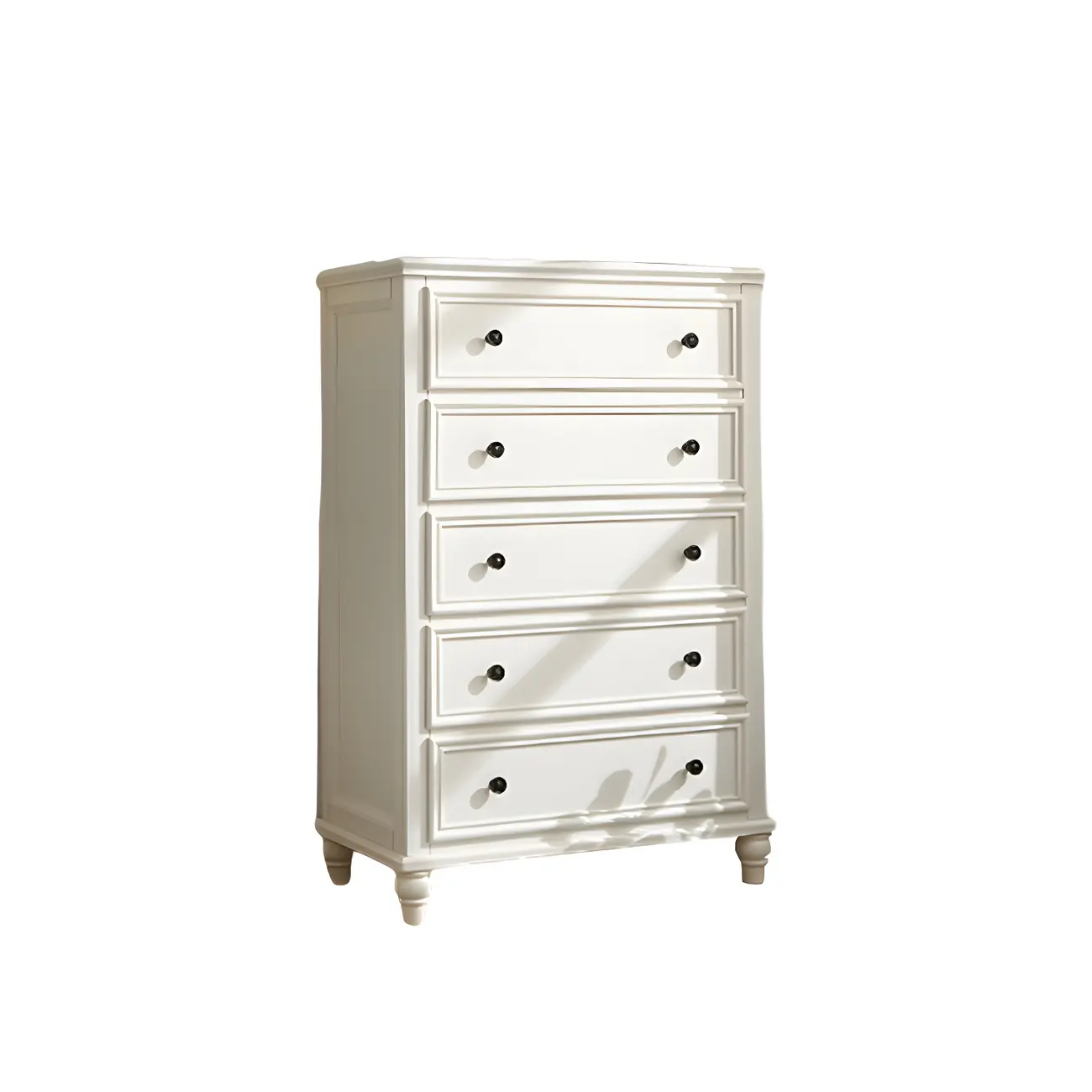 Classic White Wooden Dresser with 5-Drawers