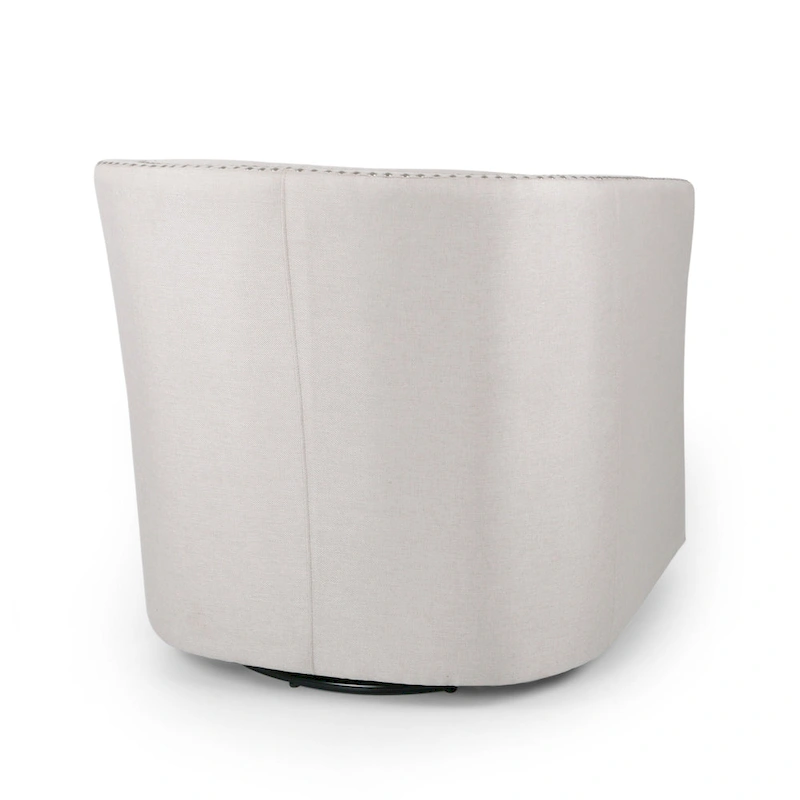 Swivel Accent Chair, Classic Round Barrel Style, Wheat Beige Fabric