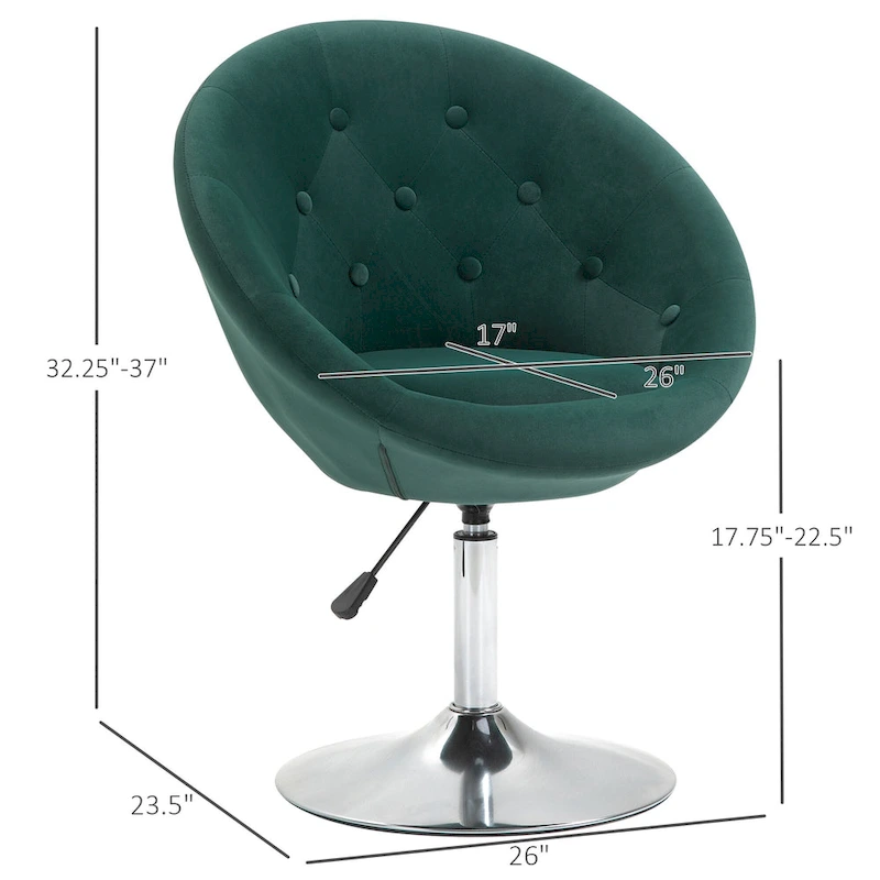 HOMCOM Swivel Accent Chair Modern Makeup Vanity Chair Adjustable Height Leisure Lounge Chair
