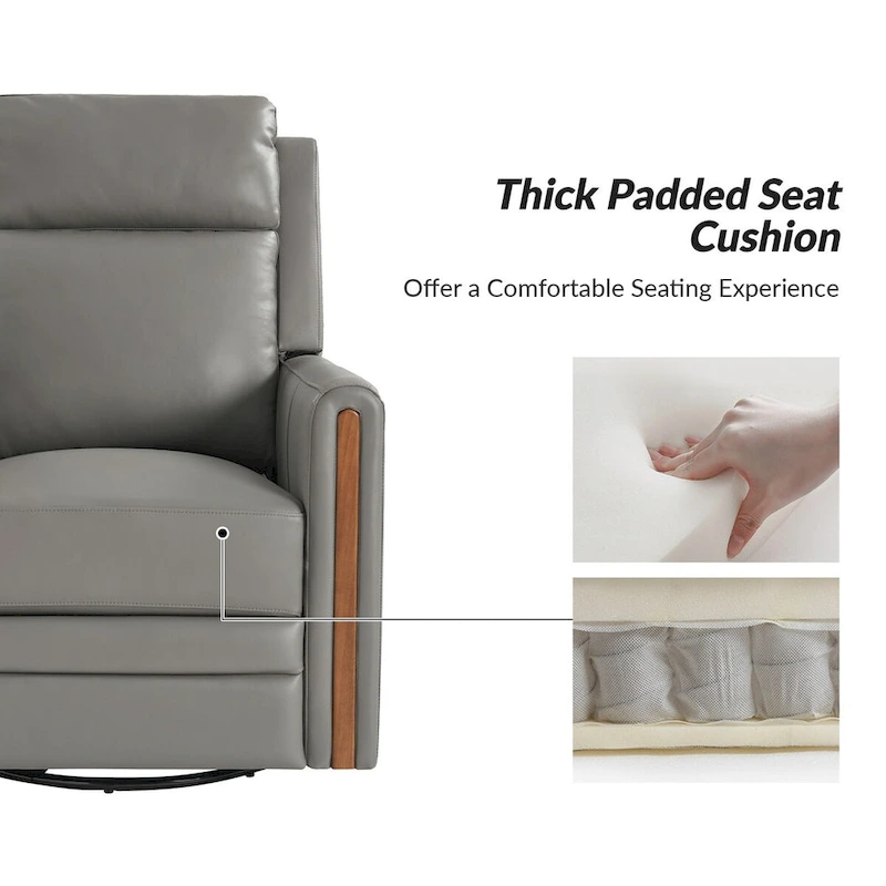 Jaime Modern Genuine Leather Rocking Swivel Power Recliner with Adjustable Headrest and Footrest by HULALA HOME