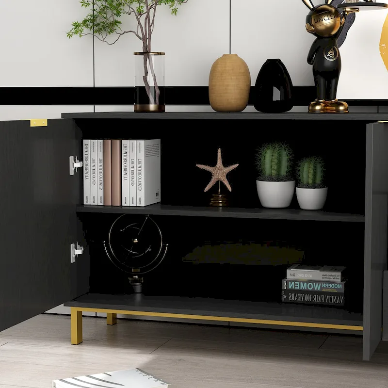 Timechee Mid-century Modern Dresser with Gold Legs