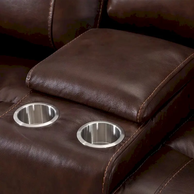 Genuine Leather Mid-century Modern Style Manual Recliners Sofa Set