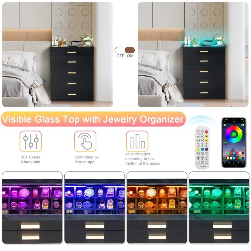 Five Drawers With LED