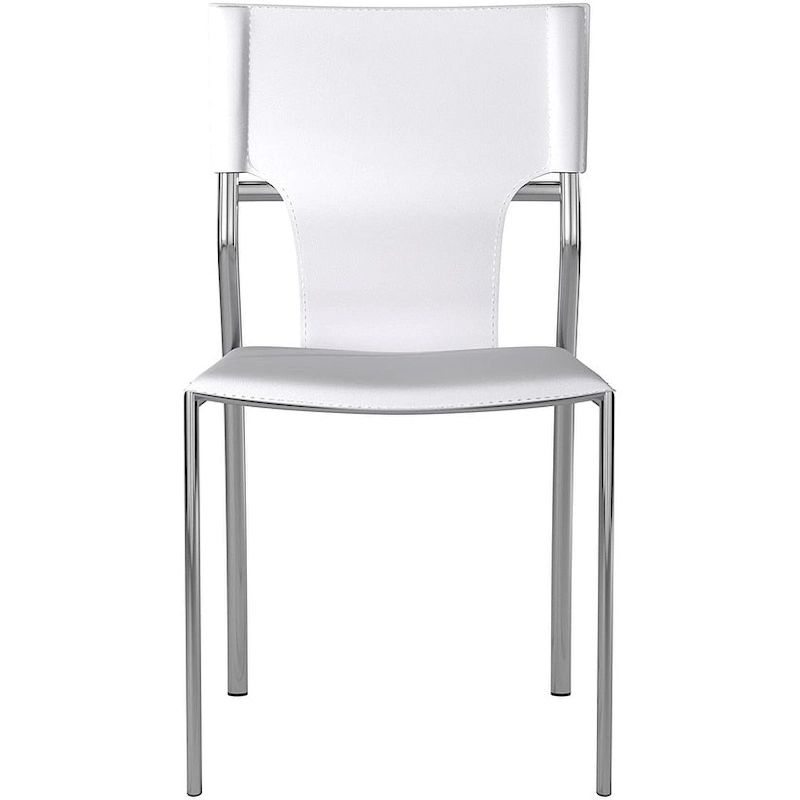 Dining Leather with Protective Coating Chair, Chrome Legs, Set of 4