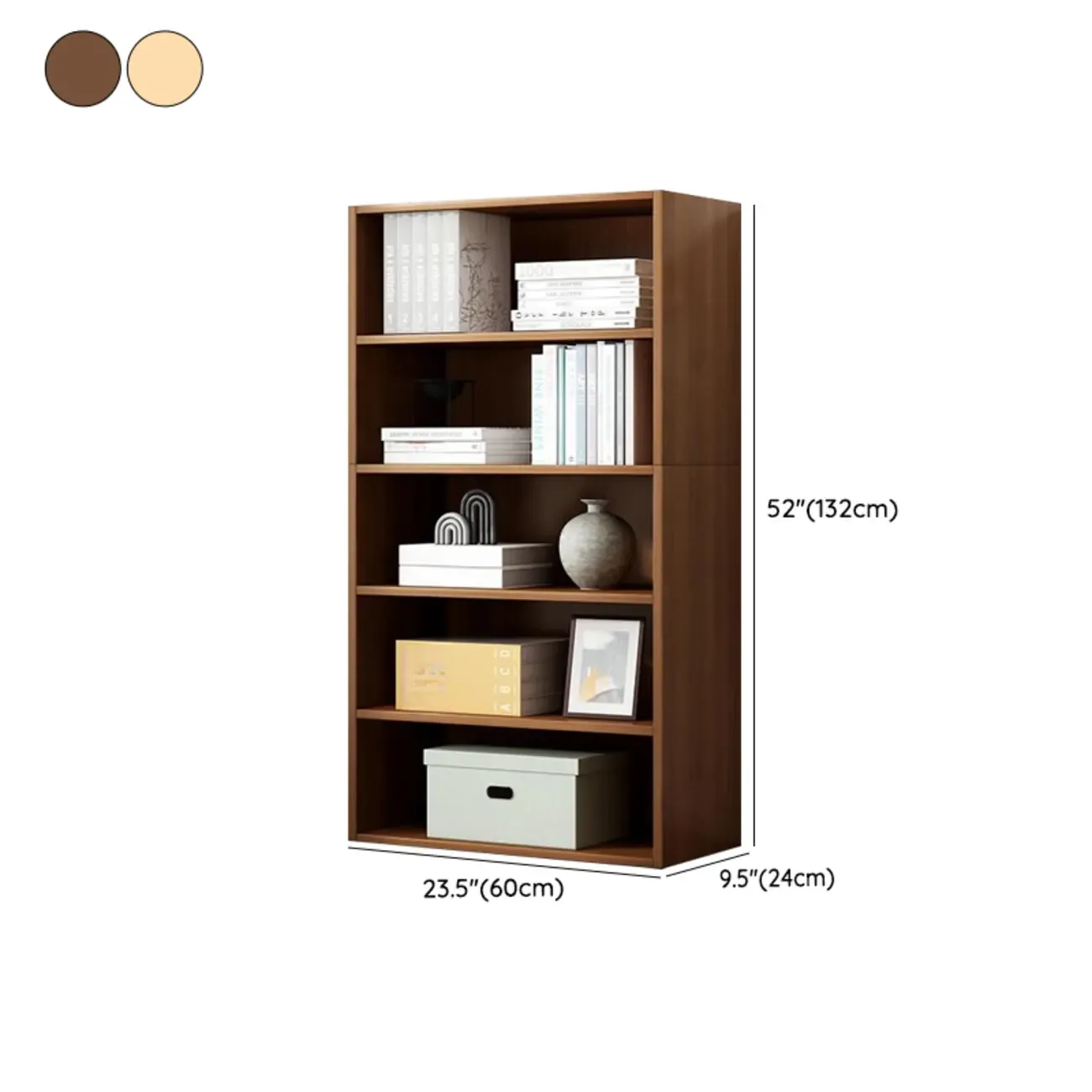 Modern Multi-Layer Brown Lumber Closed Back Bookcase