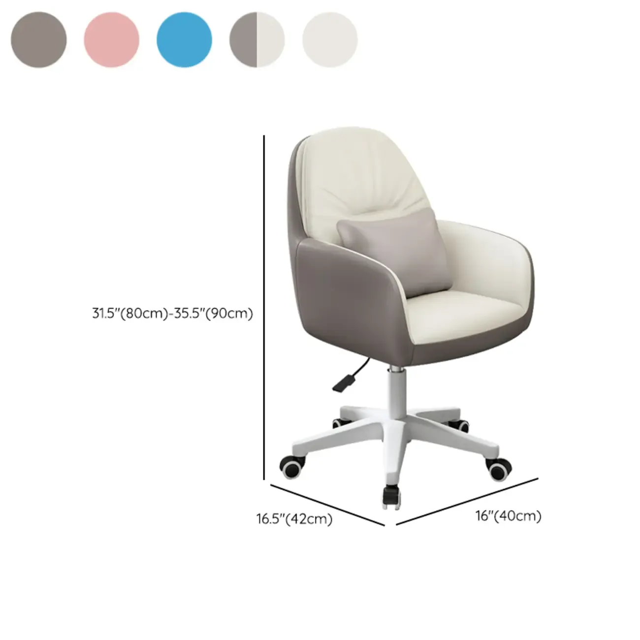 Modern White Grey Leather Swivel Office Chair