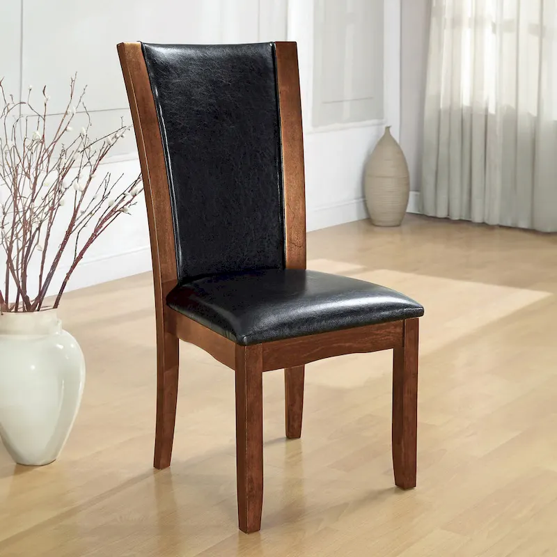 Row Contemporary Faux Leather Upholstered Dining Chairs by Furniture of America (Set of 2)