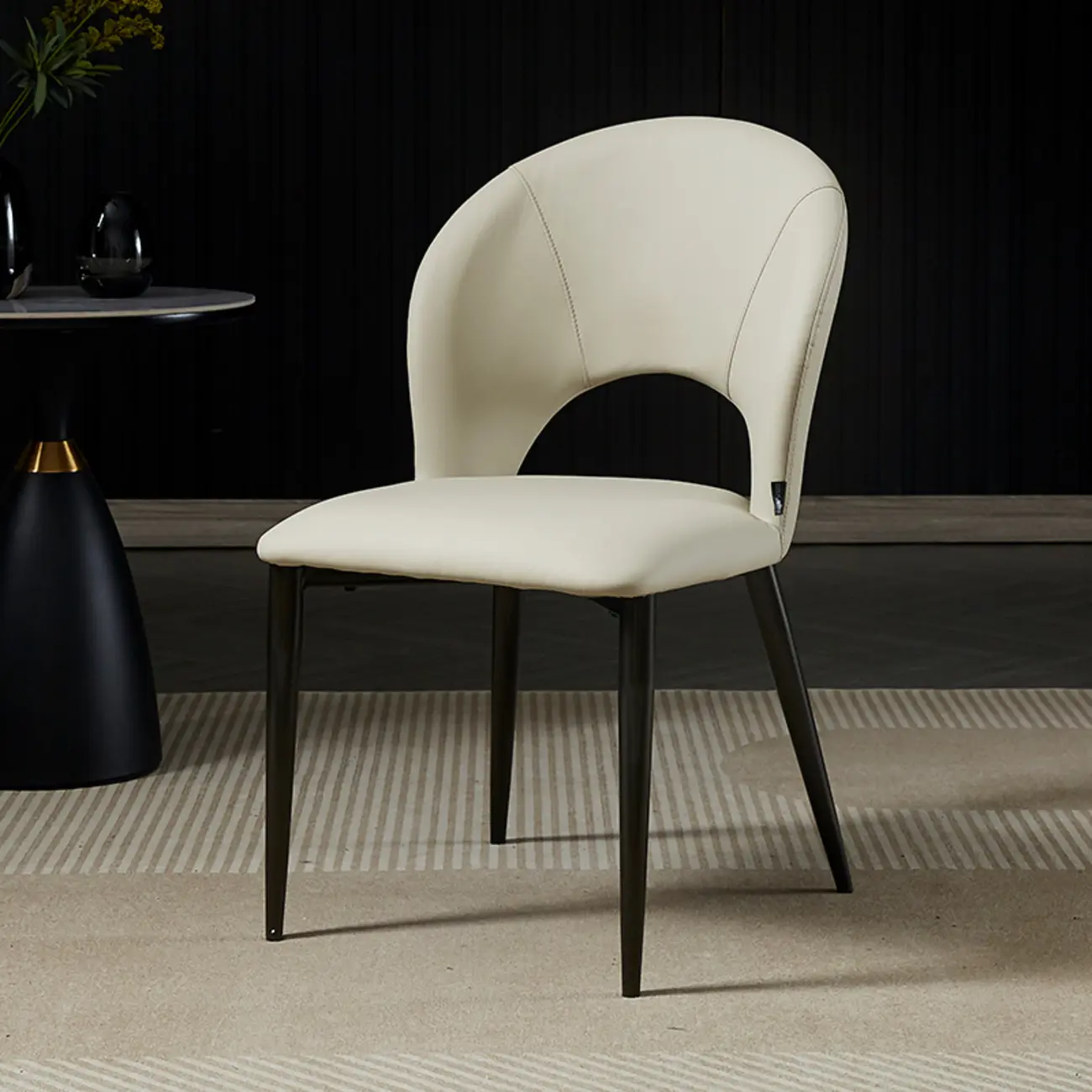 Mid Century Modern Dining Room Chairs Curved Back Faux Leather