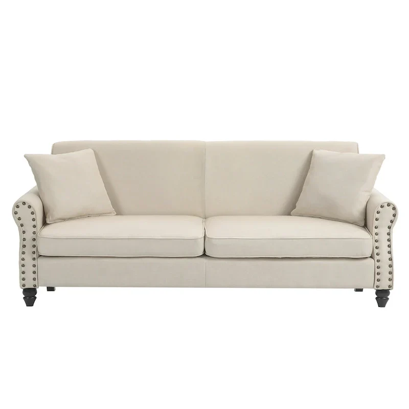 73 Sofa with Nailhead Trim Rolled Arms