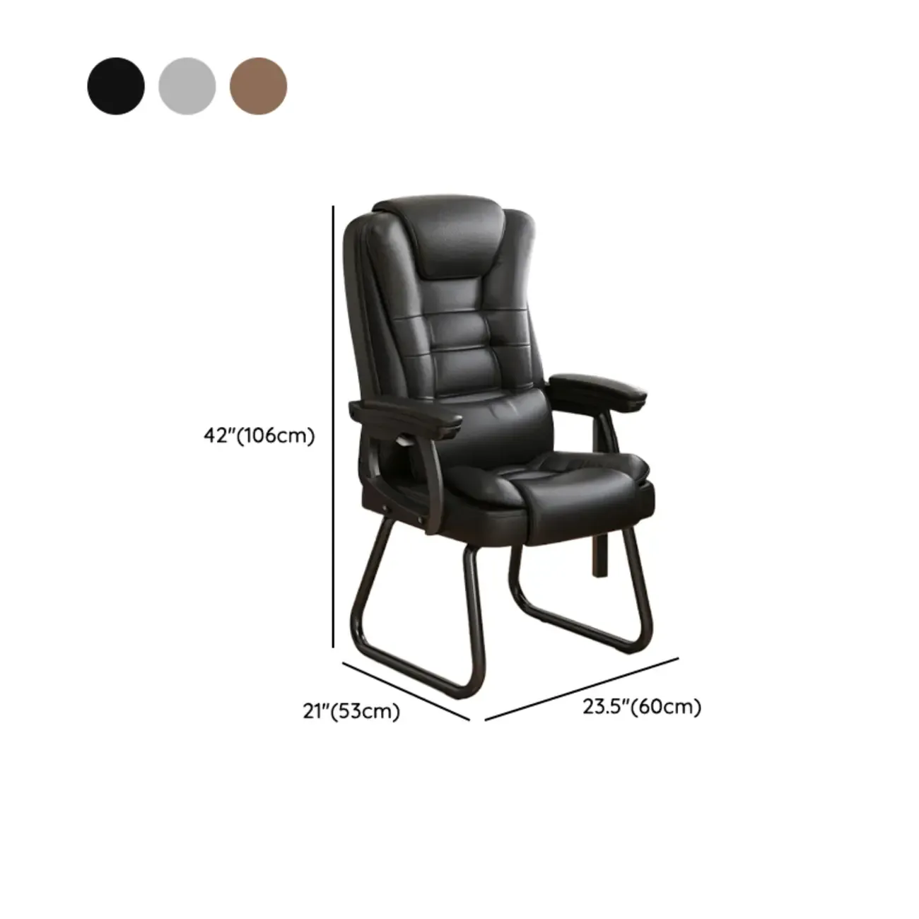 Luxurious Ink Leather Steel Reclining Office Chair