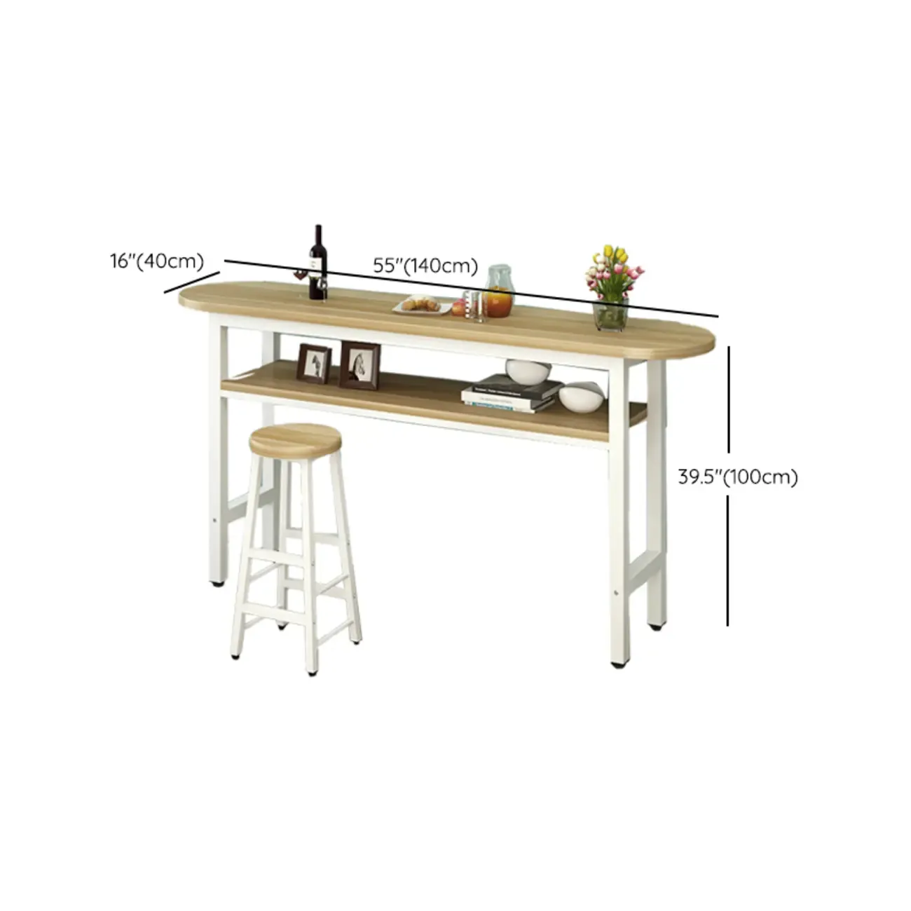 Irregular Natural Wooden Metal Fixed Top Bar Tables