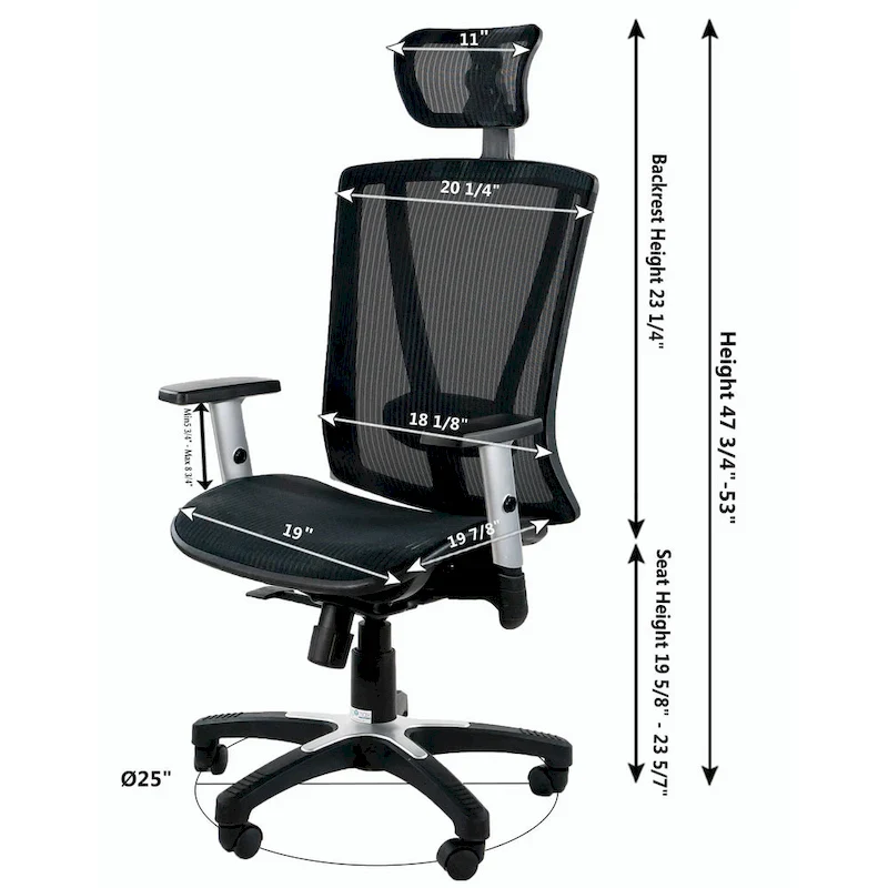 ErgoMax Office Fully Meshed Ergonomic Height Adjustable Brown Office Chair w/Armrests & Headrest, 52 Inch Max Height