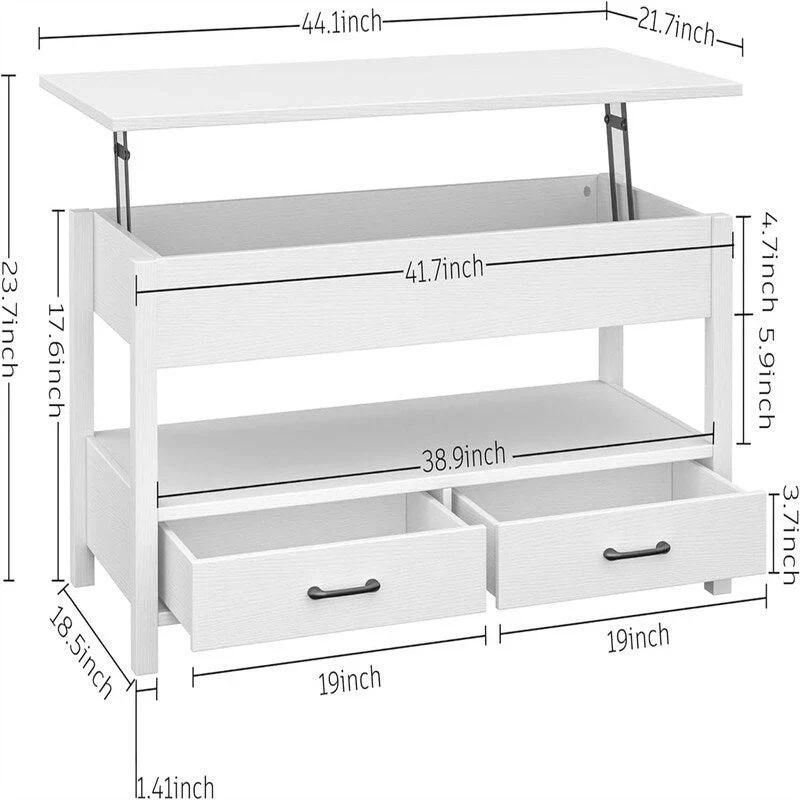 Coffee Table with Hidden Compartment - 44.1D x 21.7W x 18.3H