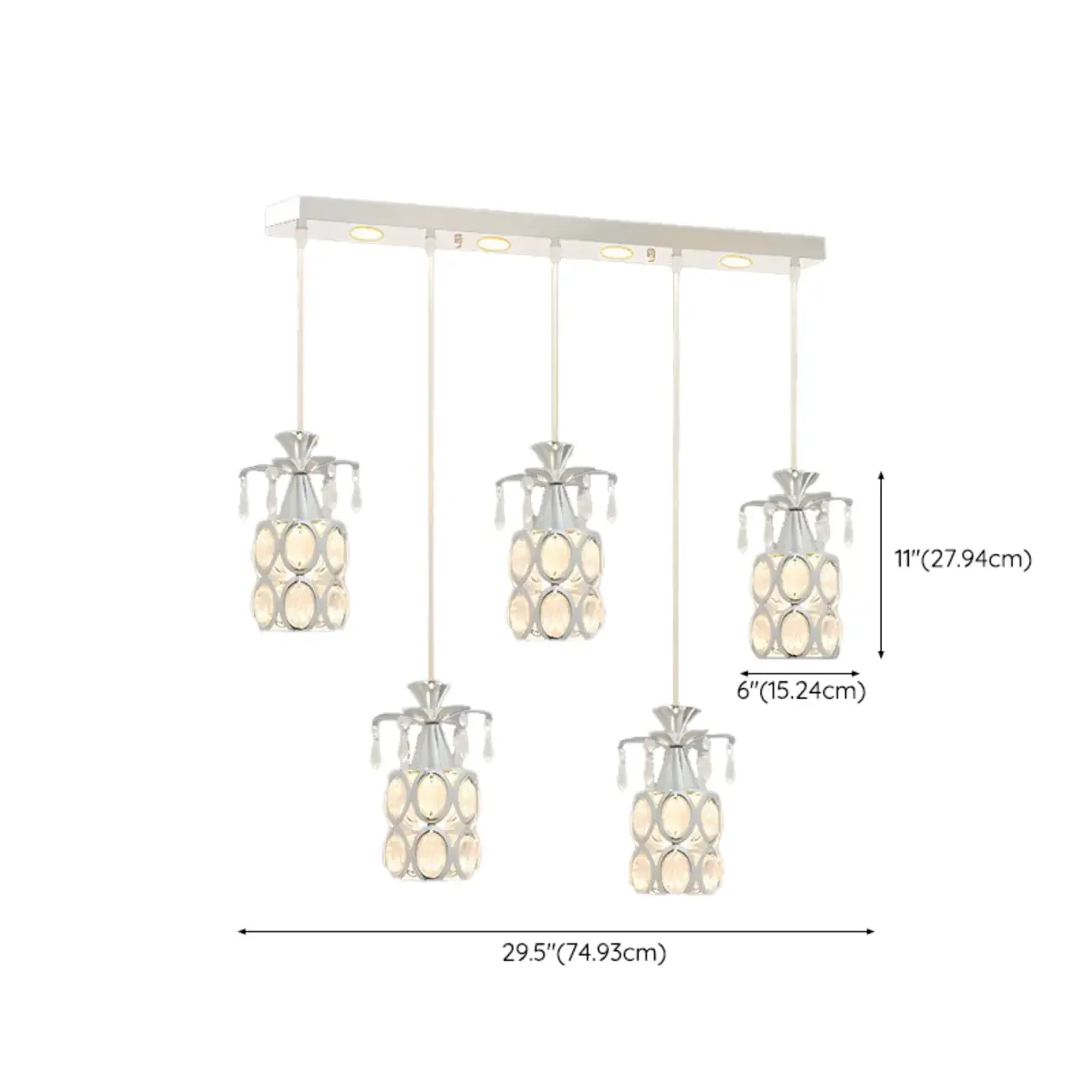 Elegant Cylinder Crystal Kitchen Island Pendant Light with Spotlight