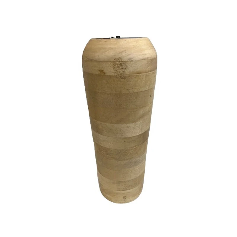 Walsall Vase Mango Wood Lg L 7.5  x W 7.5  x H 18  - Sun Bleached