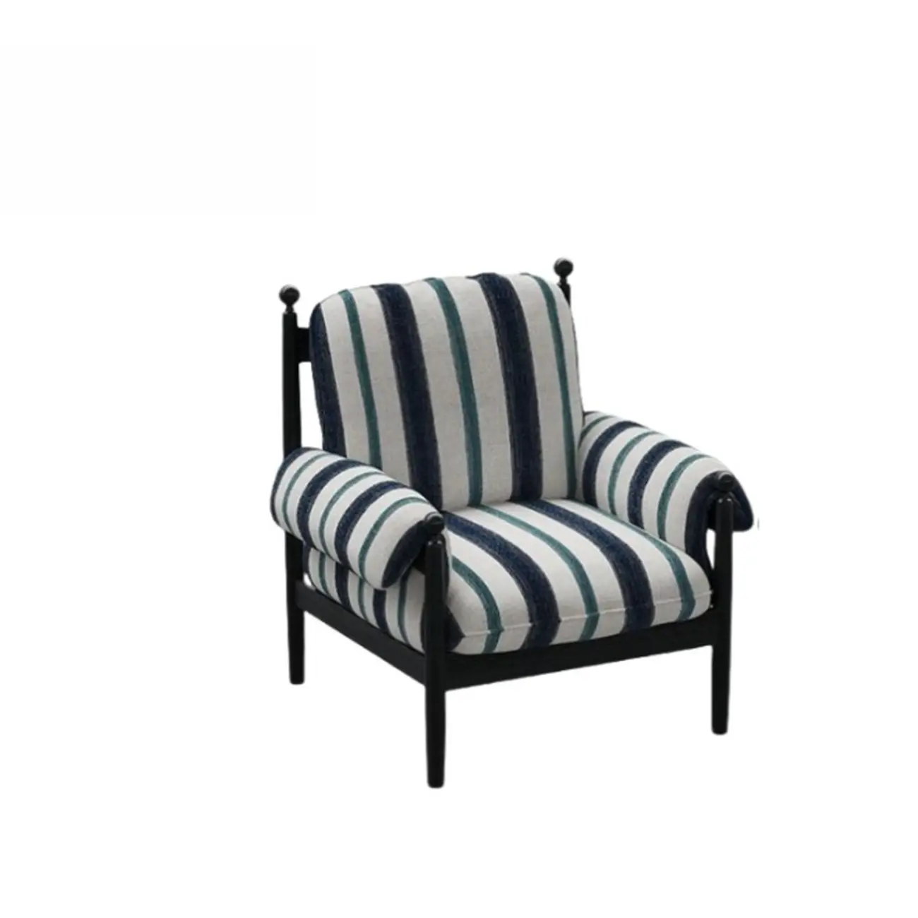 Modern Striped Accent Chair with Removable Cushion