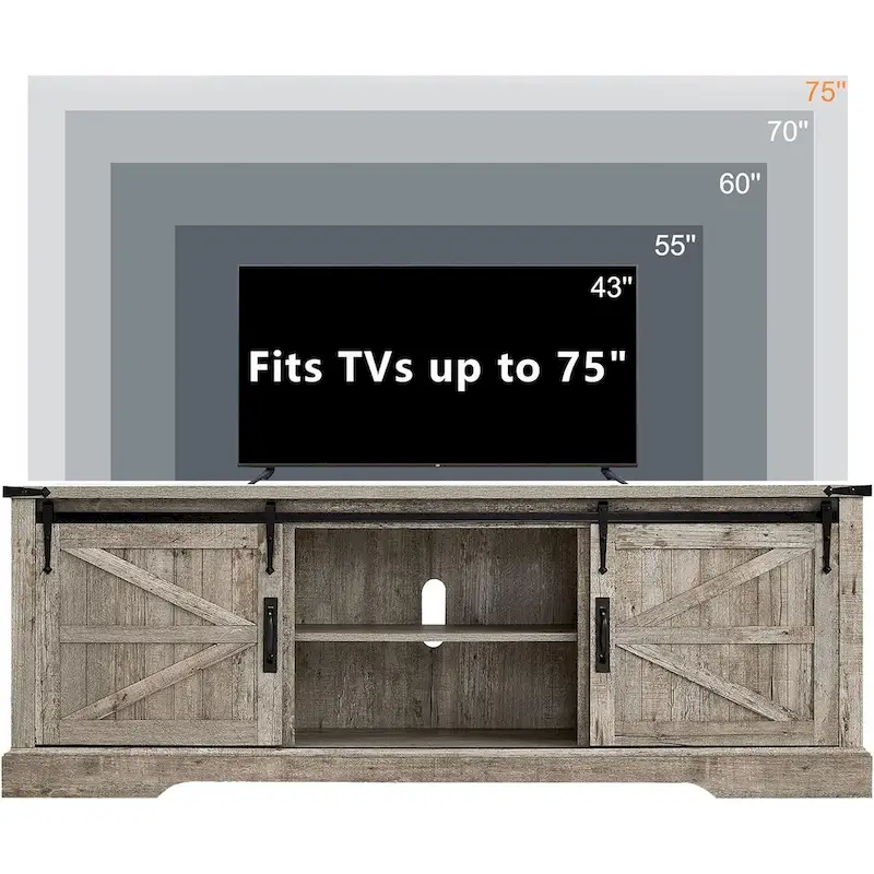 Farmhouse Wood TV Stand, Rustic Entertainment Center, Console Cabinet - n/a