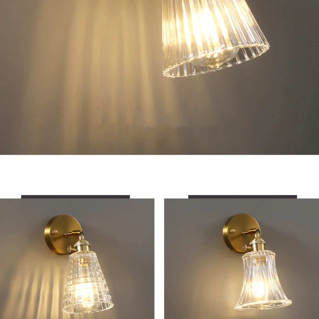 Art Deco Gold Transparent Glass Wall Sconce