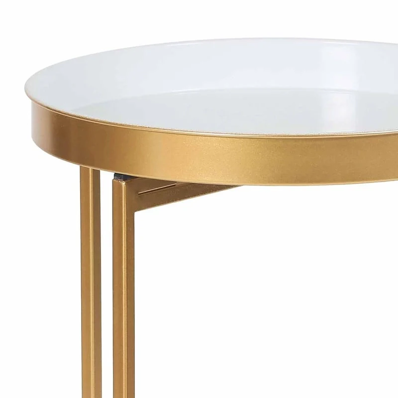 Round End Table Gold Metal Side Nightstand Accent Coffee Tables - 15(D)x 15(W)x 25.7(H)