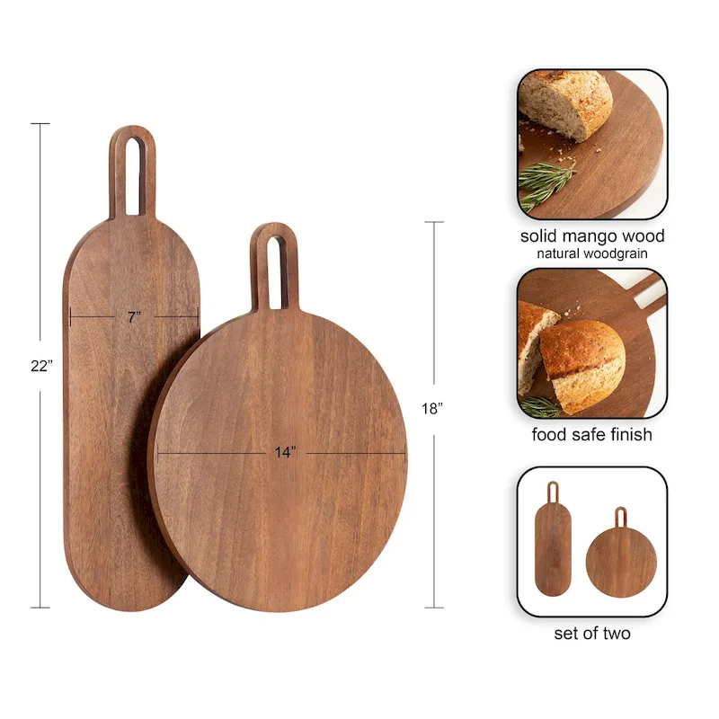 Kate and Laurel Staven 2 Piece Wood Serving Board Set