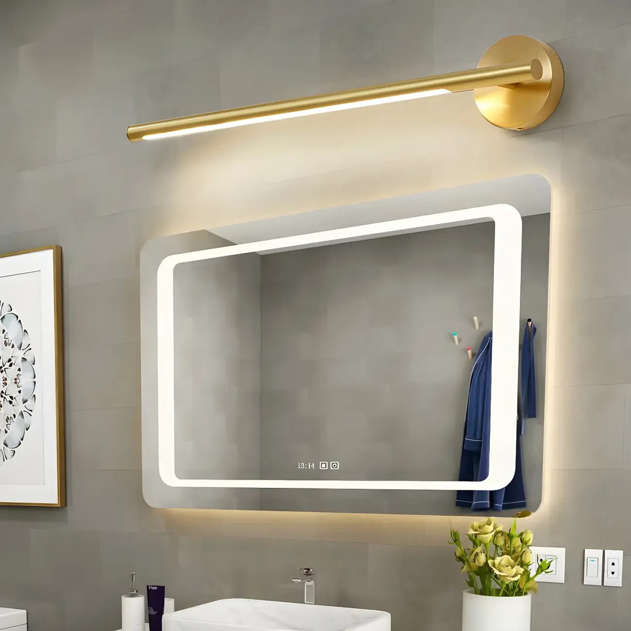 Colonial Gold Bar Shape Bathroom LED Vanity Light