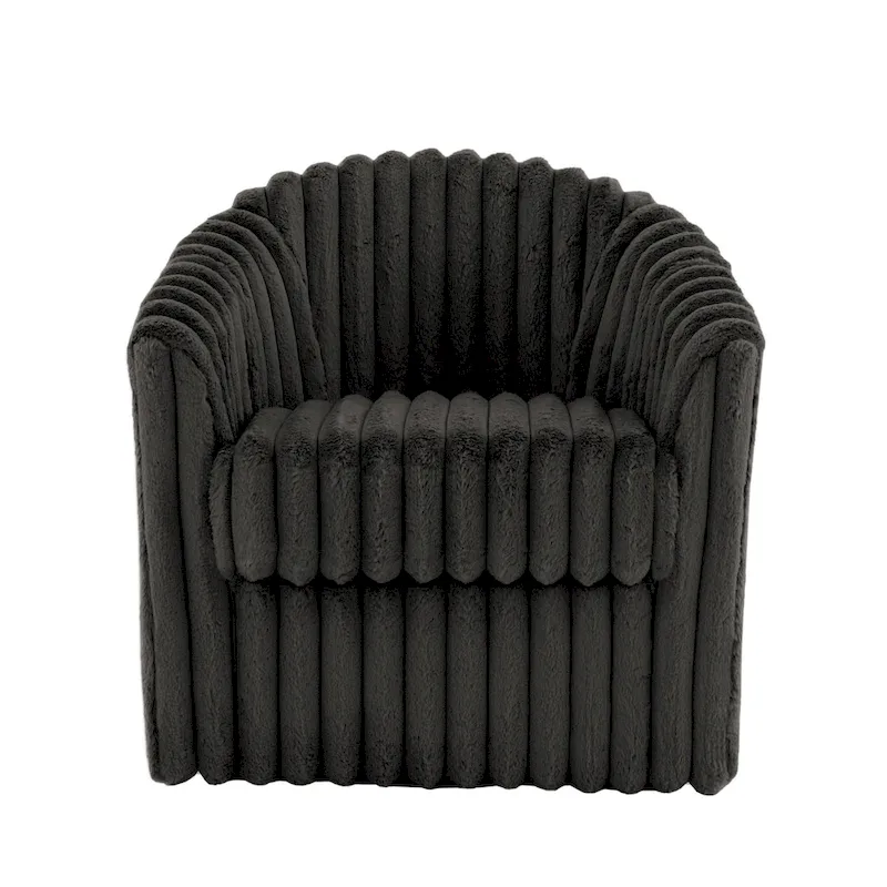 Faux Rabbit Fur Swivel Barrel Chairs - Set of 2