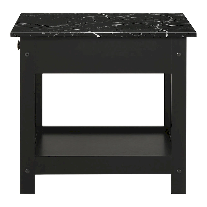 DH BASIC Transitional Rubberwood 3-Piece Open-Shelf Coffee Table and End Table Set with Drawer by Denhour