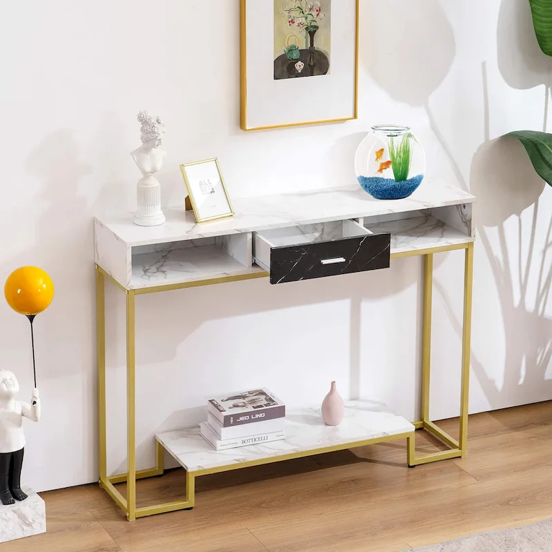 Ivinta Console Table,Entryway Table with Shoe Storage,Narrow Long Sofa Table