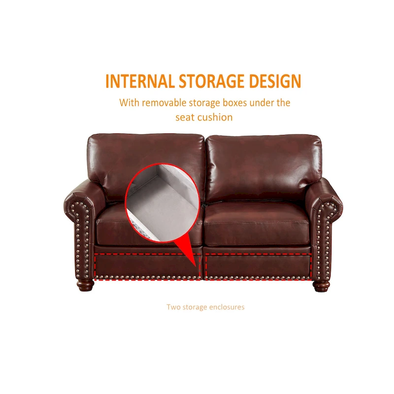 Living Room Faux Leather Sofa Loveseat