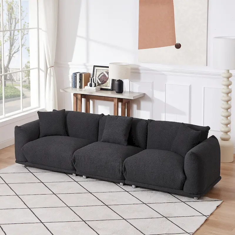 Modern 111 Oversized 3-seater Sofa with Metal Legs and Solid Wood Frame for Living Room