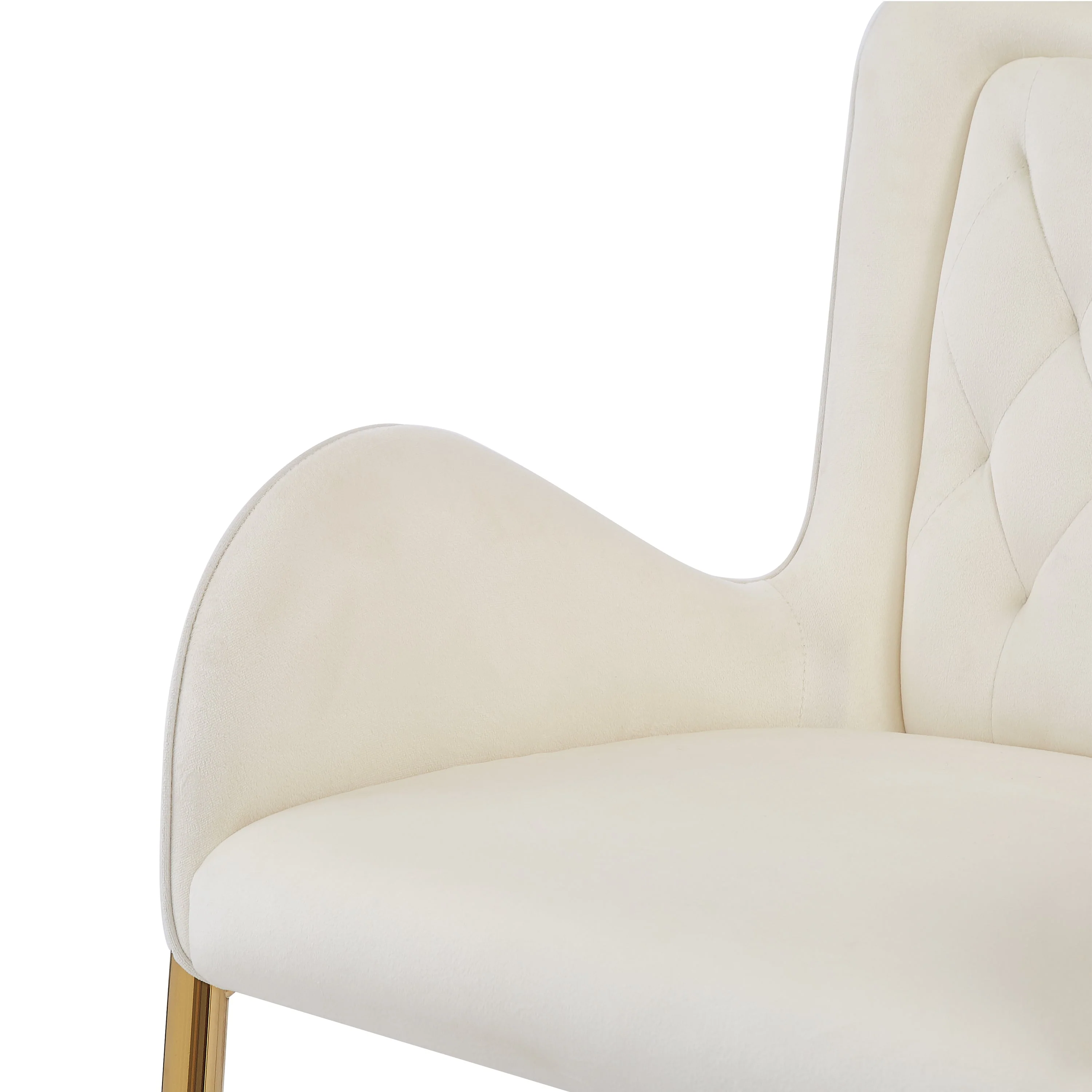 Set of 2 Velvet Counter Stools Tufted Bar Chairs Gold Frame