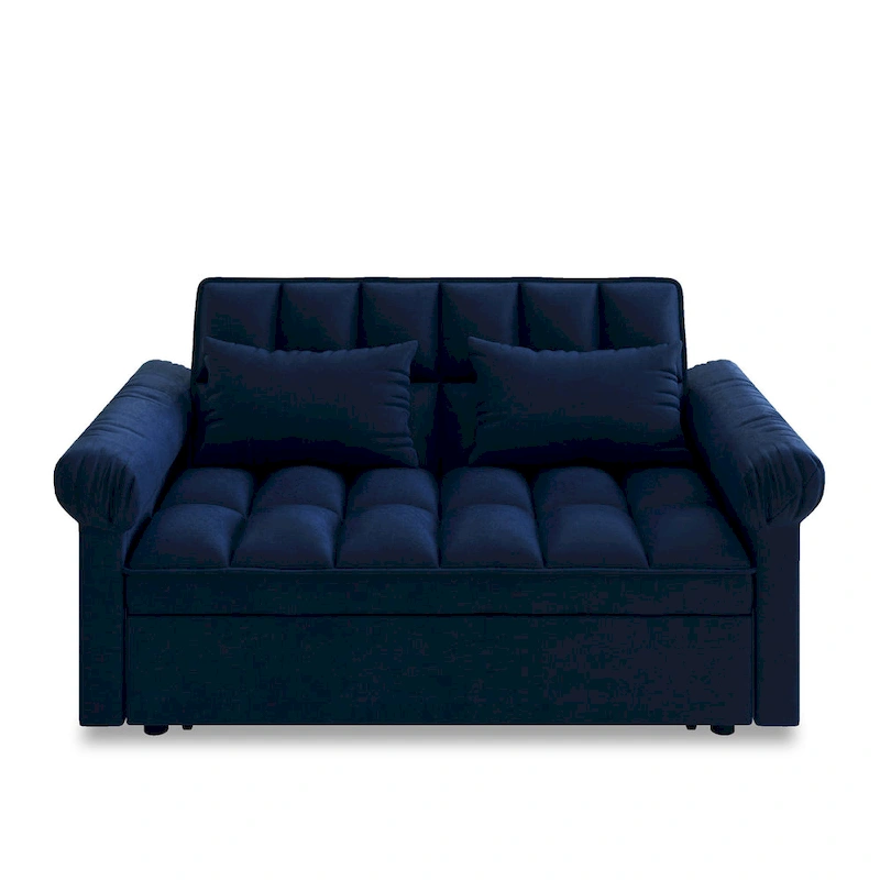 56 Foam 2-Seater Sofa Bed with Pull-Out Sleeper and Adjustable Backrest