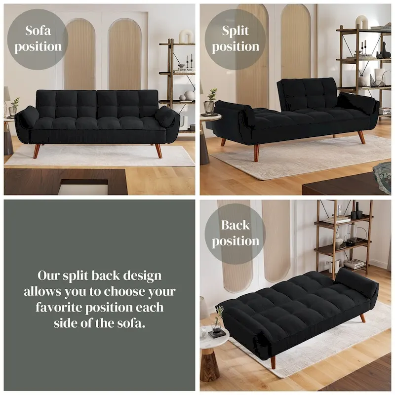 Linen Button-Tufted Loveseat Sofa, Beige/Grey/Black/Green/Yellow, Metal Legs, Seats 2