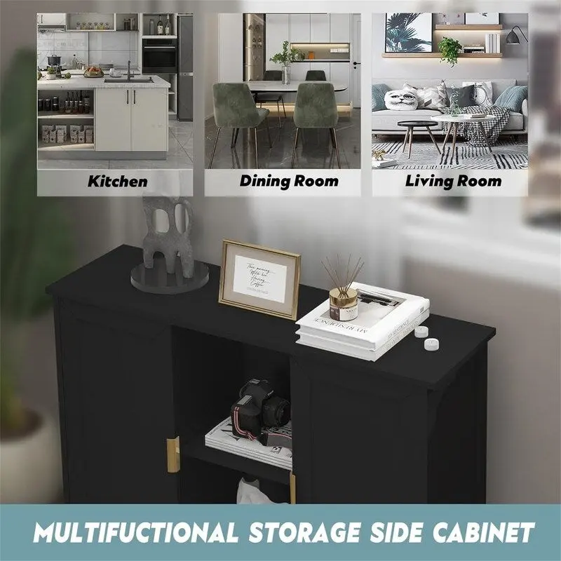 Credenza Buffet Cabinet Wooden Coffee Bar Cabinet - 11.8D x 39.4W x 30.7H