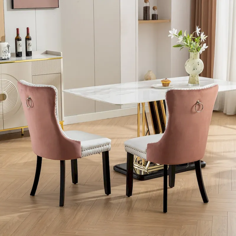 High-end Tufted Upholstered Nailhead Trim Dining Chair, Set of 2