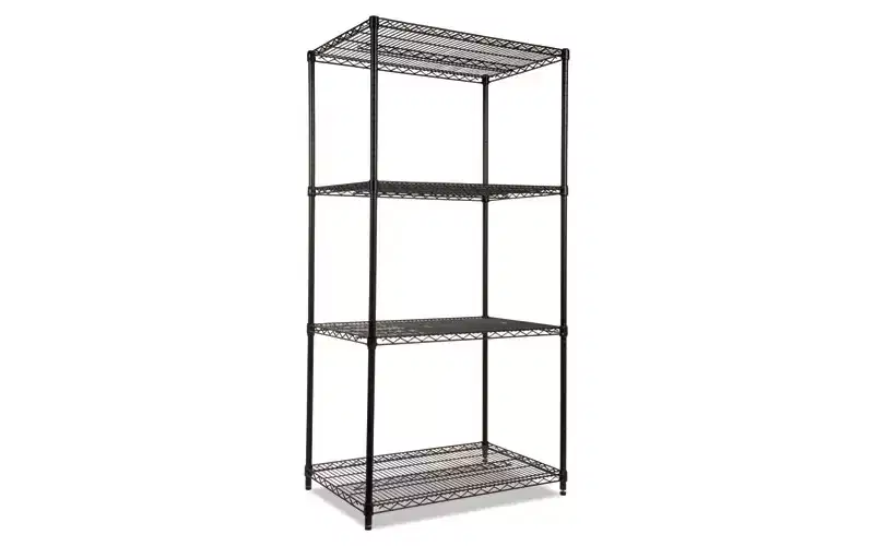 Alera NSF Certified Industrial Four-Shelf Wire Shelving Kit, 36w x 24d x 72h, Black